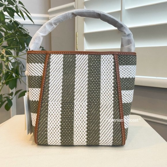 🔥NeW! Tory Burch McGraw Woven Stripe Small Bucket Bag - Picture 7 of 16
